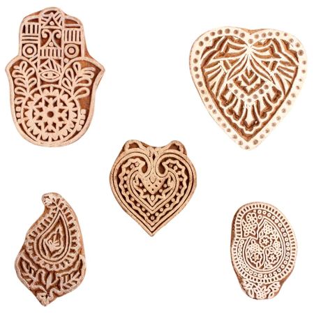Set of 5 Piece New Mix Wooden Printing Block